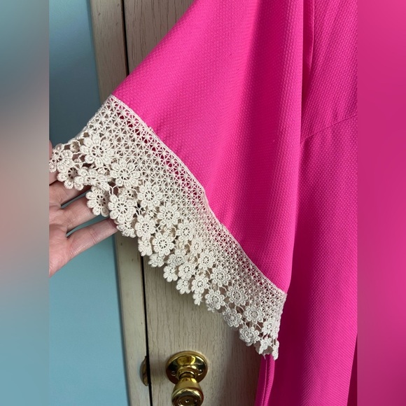 UMGEE Hot Pink Lace Trim Tunic or Mini Dress Sz Medium - Picture 2 of 8